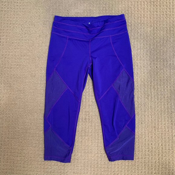 Athleta Pants - Athleta Royal Blue Aura Sonar Capri Mesh Leggings